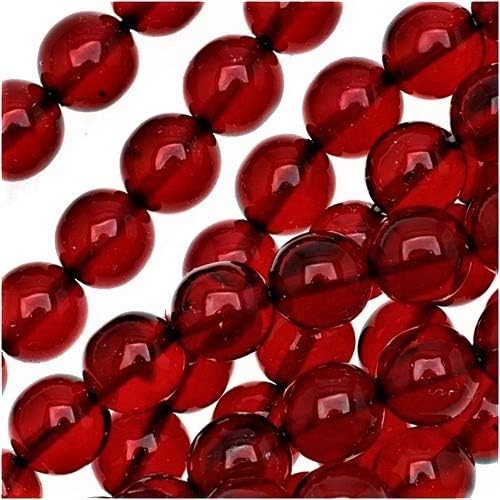 UnCommon Artistry 8mm Ruby Red Round Czech Glass Druk Beads (50 pcs)