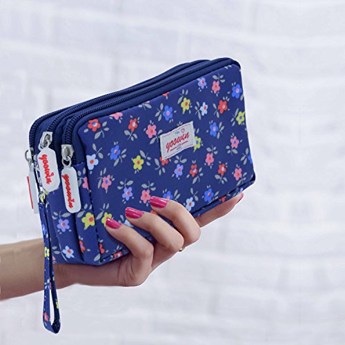 liangdongshop Women's 3 Layers Zipped Cell Phone Wrist Handbags Clutch Crossbody Purse Colorful (model 5)