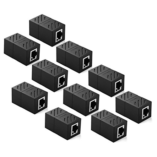 UGREEN RJ45 Coupler 10 Pack In-Line Coupler Cat7/Cat6/Cat5e Ethernet Cable Extender Adapter Female to Female (Black)