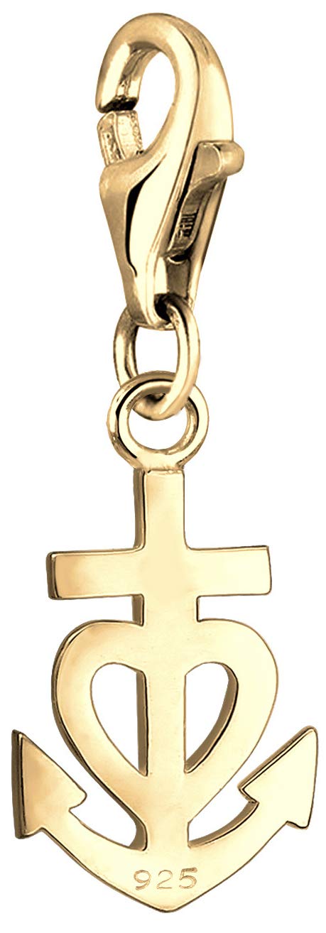 Nenalina 0401312219 Golden Anchor Lobster Clasp Charm Pendant for Charm Bracelet 925 Sterling Silver