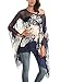 DJT Women's Floral Printed Chiffon Caftan Poncho Tunic Top One Size Blue Floral