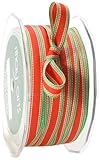 May Arts 1-1/2-Inch Wide Ribbon, Red and Green Grosgrain Stripes