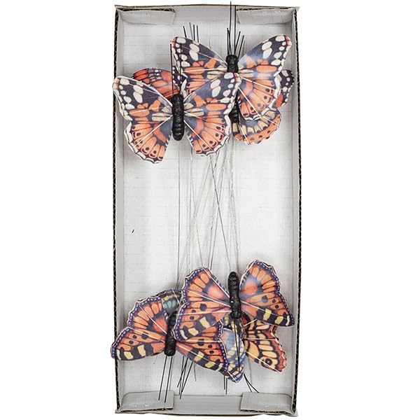 Floral Accessories - Classic Butterflies - 6 Assorted Designs - 3-1/8 Inch, Ora…