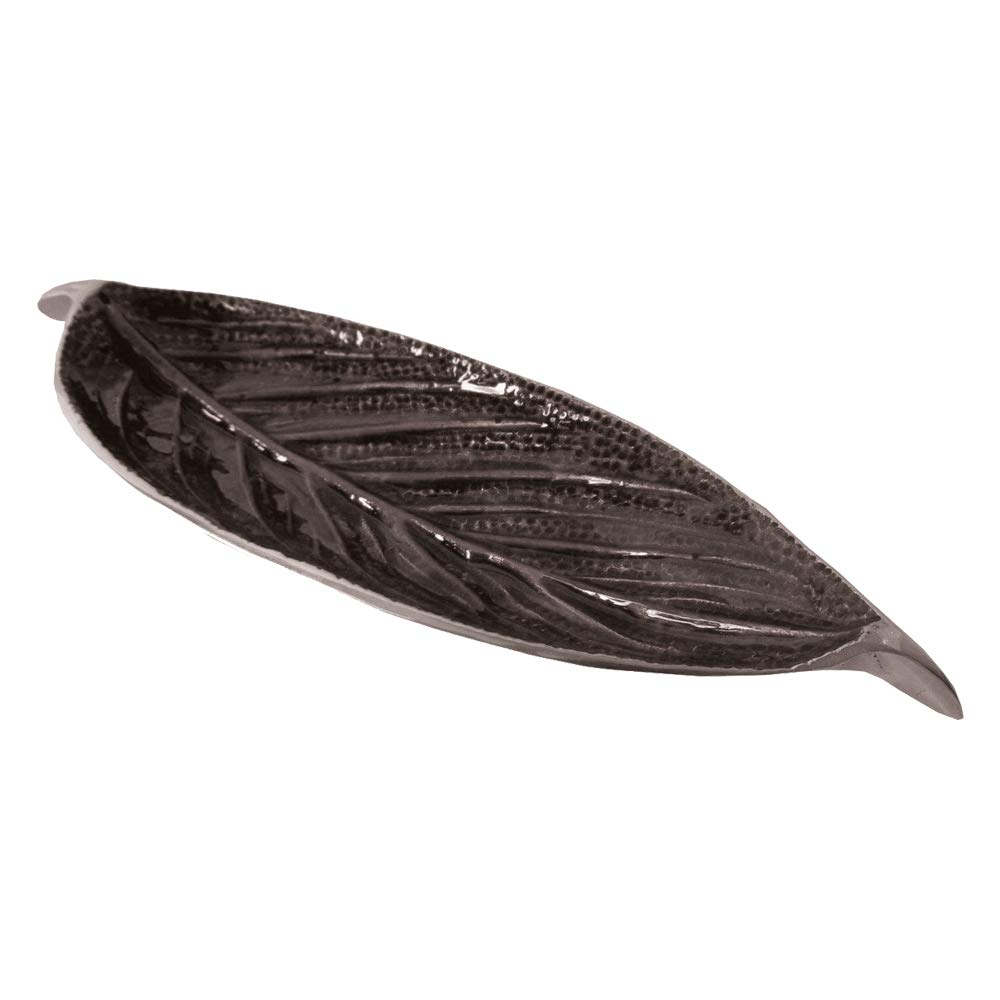Bitto Pali Incense Holder Aluminium with Leaf Pattern in Grey 25 x 8 x 3.5 cm