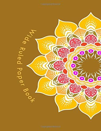 Wide Ruled Paper Book: Composition Books/Notebooks, Wide Ruled Paper, Primary, Grades K-2, Blank book, Planner, Journal, Diary, 8.5 x 11, 100 Pages, Unique Mandala Designs for Cover Paperback – 18 Aug 2018