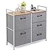 MaidMAX Fabric Dresser with 5 Drawers, Storage Dresser for Bedroom Closets Entryway Living Room, Home Storage Tower with Sturdy Steel Frame, Wooden Top, Gray