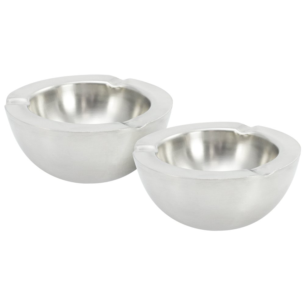 com-four® Metal Ashtray in Various Designs, 02 Stück - Doppelwandig Edelstahl