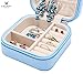 LELADY Small Jewelry Box Portable Travel Jewelry Case Organizer Faux Leather Storage Holder for Earrings Rings Necklaces, Gifts for Women Girls Mini Size (Sky Blue)