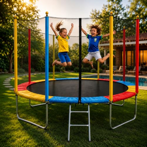 Pula Pula Infantil Cama Elástica Grande 3,05m CIRCUS Suporta até 300 kg Com Rede De Proteção E Escada
