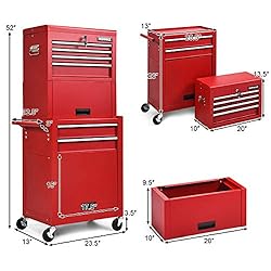 Goplus Tool Chest, 3-in-1 Rolling 6 Drawers Tool