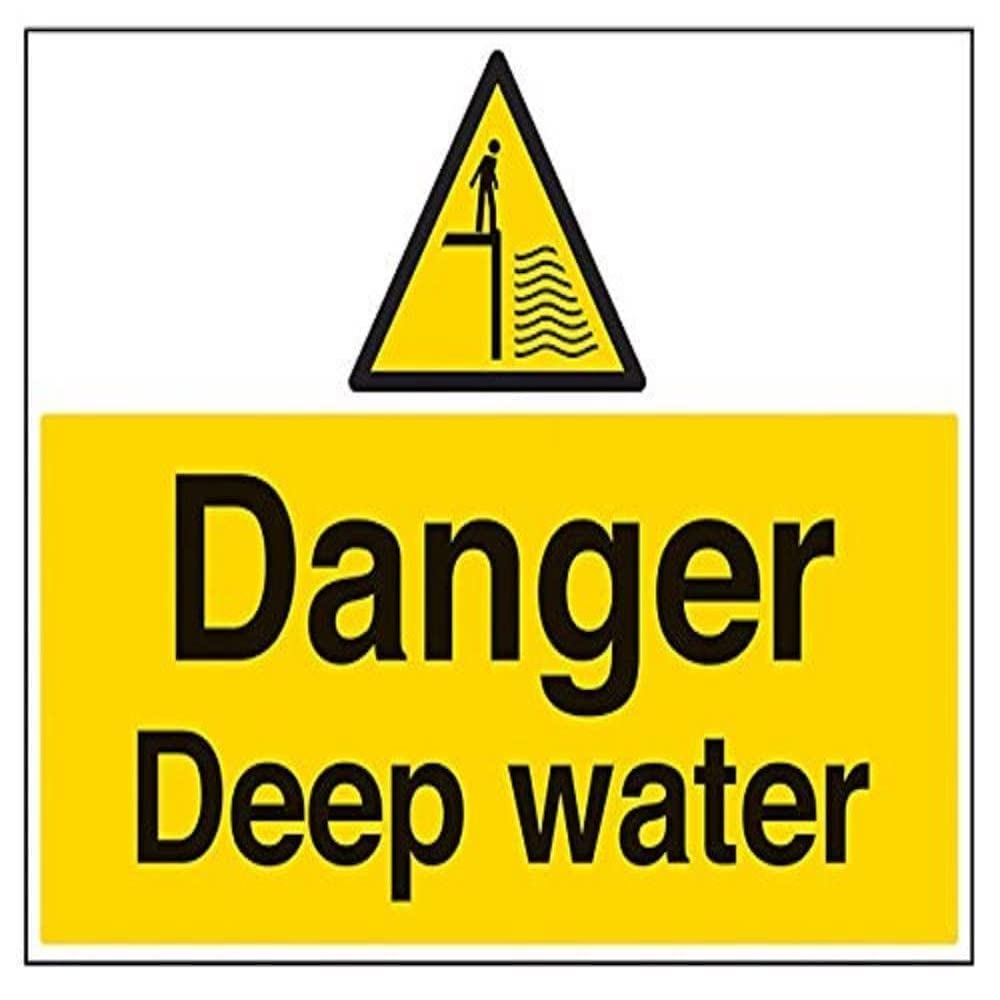 Vsafety Danger Deep Water Warning Sign - 600mm x 450mm - 2mm Rigid Plastic — image 1