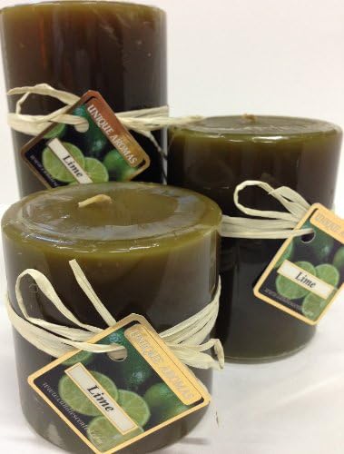 3/set round pillars (3x3", 3x4", 3x6") - Lime-A refreshing aroma of freshly squeezed lime