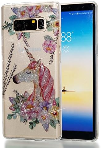 Galaxy Note 8 Case, lYonge shinning Glitter Flexible Soft Rubber Gel Clear Transparent TPU Silicone Back Case for Samsung Galaxy Note 8 Cover Case (unicorn)