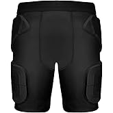 MK MOSSE KARNE Youth Kids 5-Pad Football Girdle Padded Compression Shorts Rib Protectors Pants for Snowboard,Skate,Rugby Youth Adult Black