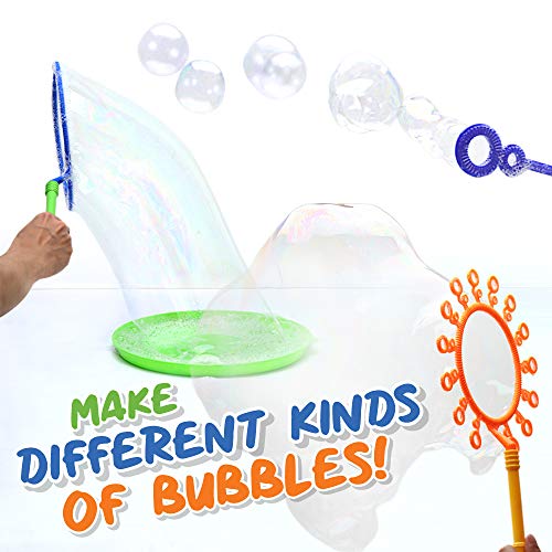 Giant Bubble Wand 5 Pcs Kit for Kids, Create Big Bubbles for Summer Fun, Outdoor Play, Children's Parties, Best Birthday Gift and Party Favor, Large and Mini Toy Wands with Plate and Bubble Solution - Thumbnail 2