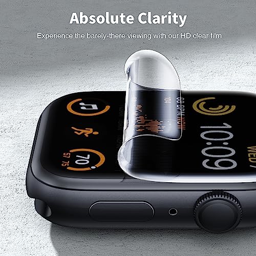 LK 4 Pack Screen Protector for Apple Watch Series 9 8 7 45mm/ Series SE3 SE2 SE 6 5 4 44mm, High Definition, Bubble Free, Clear Flexible TPU Film, Easy Installation, for iWatch 44/45mm