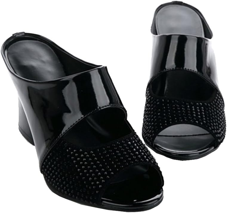 Respeedime Women's High Heel Rough with Slippers Leather Cozy Sandals