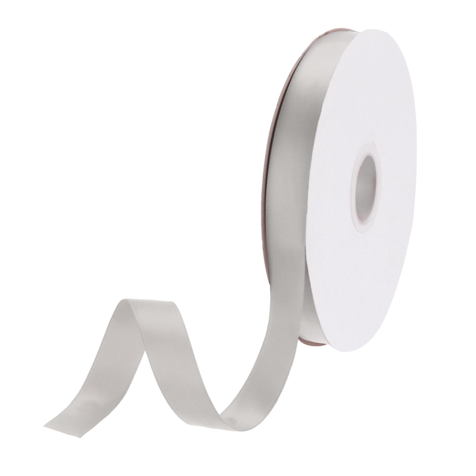 DMiotech 15mm Satin Ribbon 46m/150ft Thin Double Face Fabric Grosgrain Ribbon for Gift Wrapping Floral Hair Flower Bouquet, Light Grey