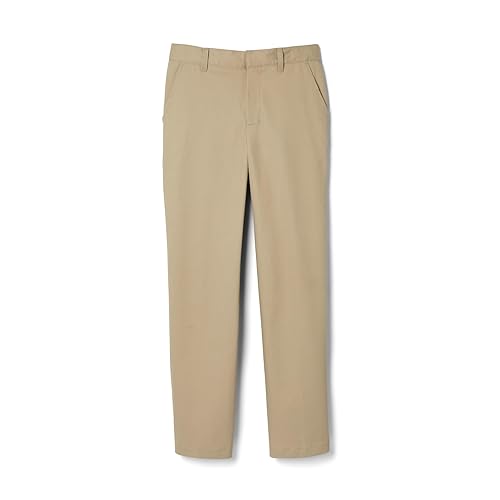French Toast Boys' Adjustable Waist Relaxed Fit Pant (Standard & Husky), Khaki Beige, 7 Slim