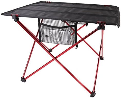 Victrax Camping Table Ultralight Folding Portable Compact Roll Up Picnic Table with Carrying Bag (Red)
