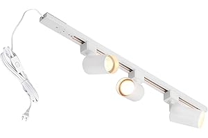 Hiiglxii Plug in Track Lighting with Power Cord, 3-Light GU10 Track Lighting Kit with Track Rail, Modern Kitchen LED Track Lighting Fixtures Ceiling Wall Spot Light, 13FT Plug Cord, White (No Bulbs)