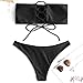 ZAFUL Women's Bathing Suit Adjustable Back Lace-up Bandeau Bikini Set