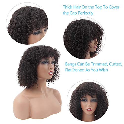BLY-Afro-Kinky-Curly-Human-Hair-Bob-Wigs-None-Lace-Front-Wigs-with-Bangs-8-Inch-Short-130-Density-Glueless-Wigs-Natural-Black-Color
