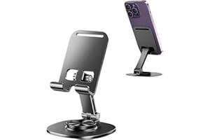 Adjustable Phone Stand for Desk 360 Rotating Foldable Cell Phone Holder Desktop Portable Cellphone Stand, Office Desk Accesso