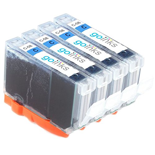 4 Go Inks Cyan Ink Cartridges to replace Canon CLI-8C Compatible/non-OEM for PIXMA Printers, High Capacity