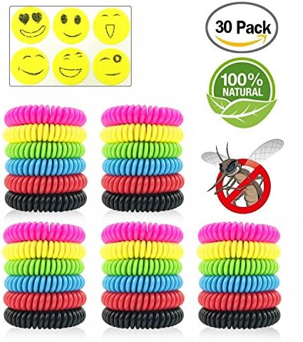 Coniso 30 Piece Mosquito Repellent Bracelets, Natural Waterproof Wristbands, Pest Bug Control Bands For Kids and Adults Outdoor Camping Fishing Traveling