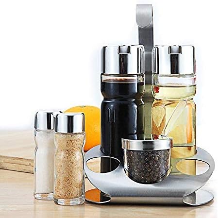 Oil & Vinegar Set - Oil, Vinegar, Salt & Pepper Set, Salt Pepper Oil and Vinegar Set，Oil and Vinegar Dispenser Set，Basic Cruet Set，Oil & Vinegar Pots@Style 13