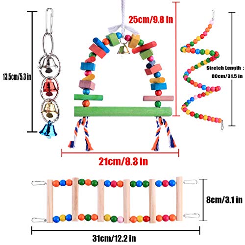 image for GABraden 4 pcs Bird Parrot Toys, Bird Swing Toy Colorful Chewing Hangi