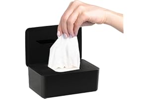 QBXMY7 1 Pcs Diaper Wipes Dispenser, Refillable Wipe Container, Wipe Container with Sealing Design Lid, Keep Wipes Fresh,Wet Wipes Cases (Black)