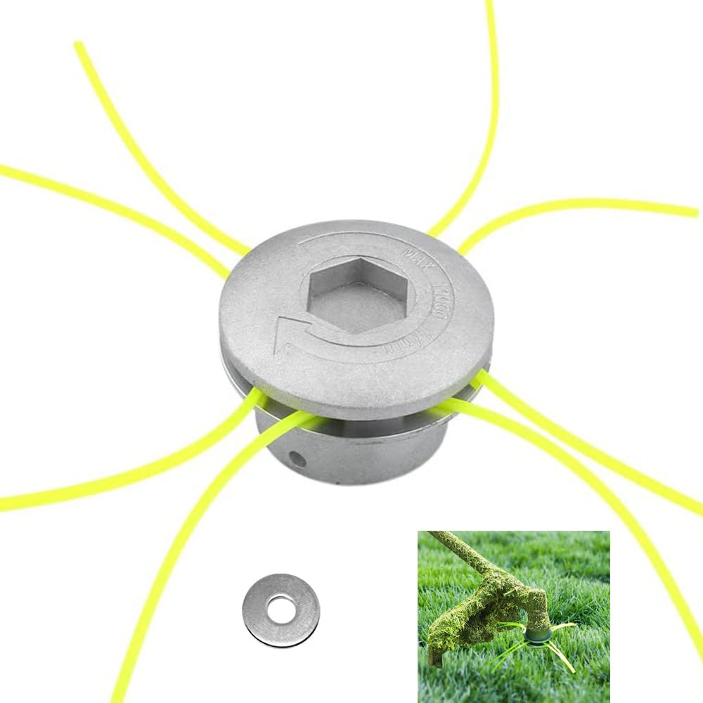 FaJoek Universal Brush Cutter Head, 4 Lines Universal Cutting Head, Aluminium Wires, Trimmer Head, Mower Head, Brush Cutter Head, for Garden
