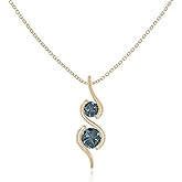 LUSTRE AND LIGHT Natural Gemstone 2 Stone Infinity Pendant Necklaces for Women in Silver/18K Yellow/Rose Gold Vermeil,Birthstone Jewelry Gifts for Her Birthday,Anniversary,Christmas,Graduation