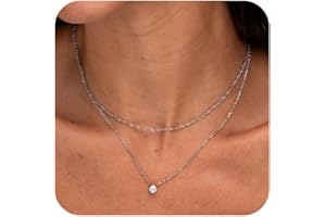 Treasure Bender Dainty Gold Necklace for Women Non Tarnish Layered 14k Diamond Pendant Charm Gold Plated Necklaces CZ Trendy Zirconia Chain Choker Necklace Stack Gold Jewelry for Women Birthday Gift