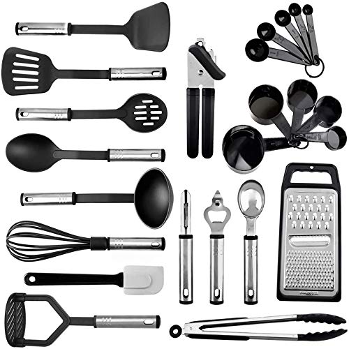 Kitchen Utensil Set 24 Nylon Cooking Utensils with Stainless Steel