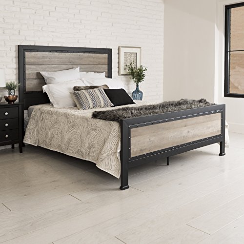 New Rustic Queen Industrial Wood and Metal bed - Includes Head and Footboard - Thumbnail 3