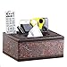 Eonyea Rectangular Tissue Box Cover, ultifunction PU Leather Pen Pencil Remote Control Tissue Box Cover Holder Desk Storage Box Container for Home and Office Use (Brown 2)