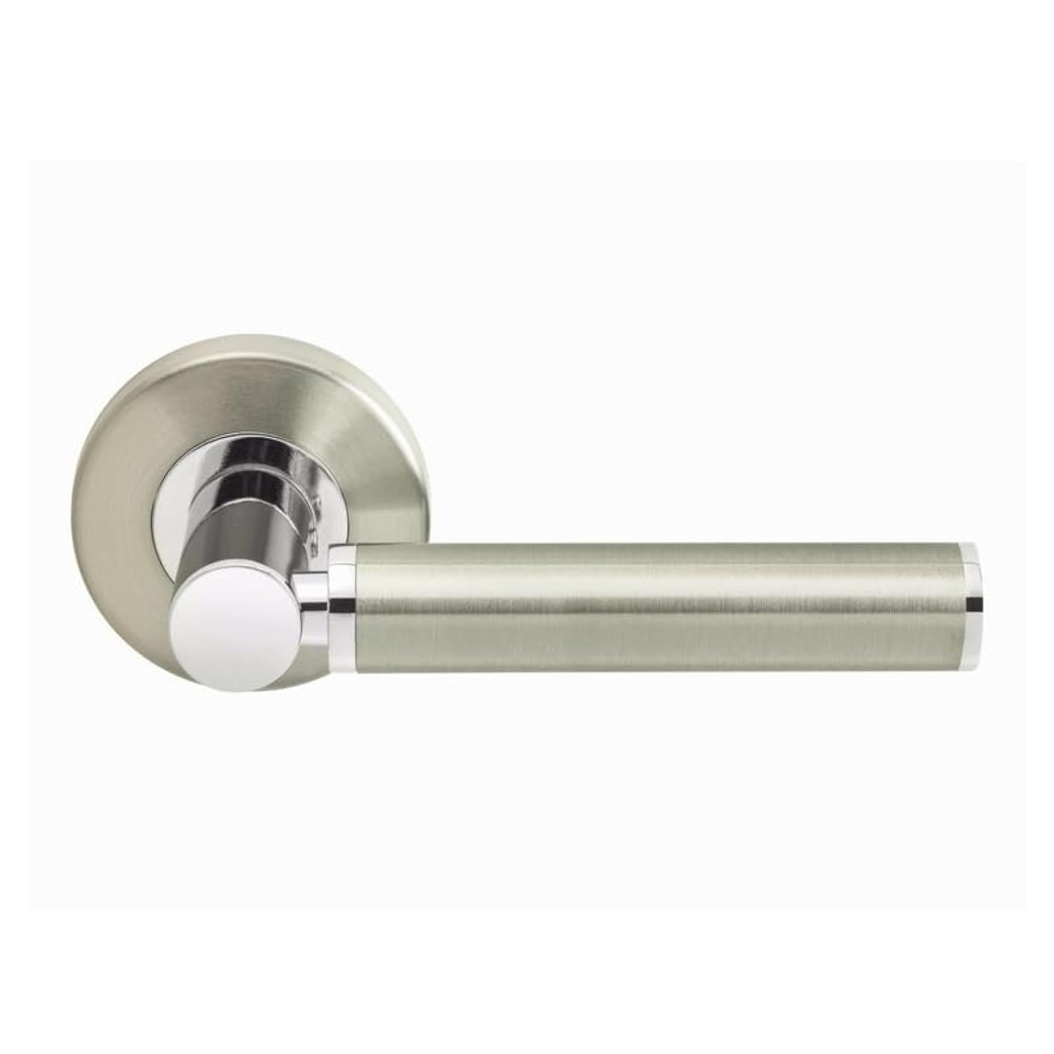 Designer Levers - Titania Lever on Rose Door Handle - Dual Finish - Polished and Satin Nickel - 1 Pair - Fixings Included - Interior Use