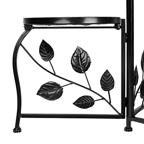 DAZONE Black 3-Tiered Indoor/Outdoor Plant Stand, 11 Inch in Height - Holds 3-Flower Pot