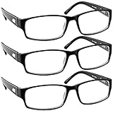 Reading Glasses _ 3 Pack Black Always Have a Professional Look, Crystal Clear Vision and Sure-Flex Comfort Spring Arms & Dura-Tight Screws _ 100% Guarantee +0.75