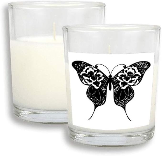 Vela aromática de vidrio de mariposa con alas de rosa, velas blancas