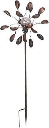 Gemini Wind Spinner with Solar Crackle Globe view 2