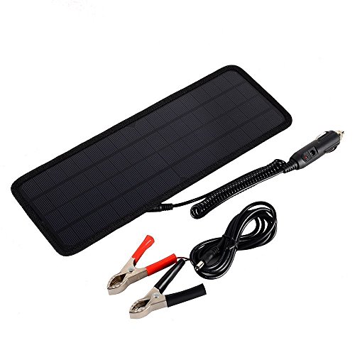 Ohuhu 18V 5W Solar Car Battery Maintainer Charger Solar Panel Bundle with Cigarette Lighter Plug