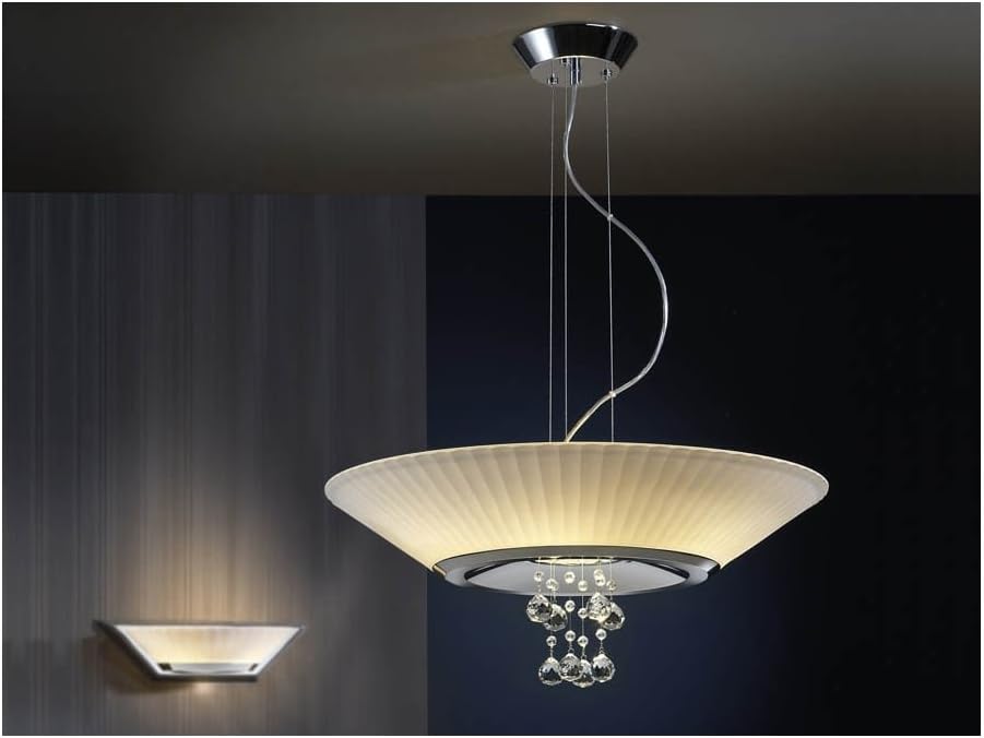 Schuller Spain 695711I4L Modern Chrome Dish Ceiling Pendant 1 Light Dining Room, Living Room LED | ideas4lighting