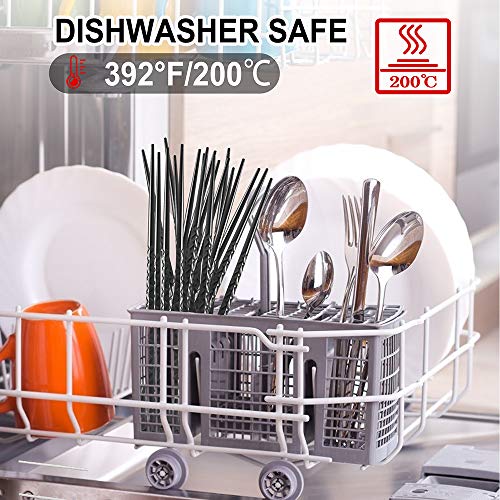 BLESWIN 5 Pairs Fiberglass Chopsticks, Reusable Chop Sticks Dishwasher Safe Japanese Chinese Style, Chopsticks Set 9.5 Inches Anti-Slip Textured Tip with Box, Easy Grip for Sushi Noodles Ramen Salad