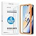 [4 Pack] Screen Protector, OMOTON Tempered Glass/ Easy Installation with Alignment Frame/ Anti Scratch Screen Protector for OnePlus 6T, 6.41 Inch