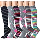Compression Socks Women Men 15-20 mmHg, 6-Pairs Mens Womens Athletic Sock for Dress,Running,Medical,Varicose Veins,Travel