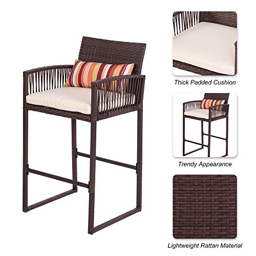 Aura Outdoor 3 Piece Patio Bar Set, Bar Height Bistro Table Set of 3